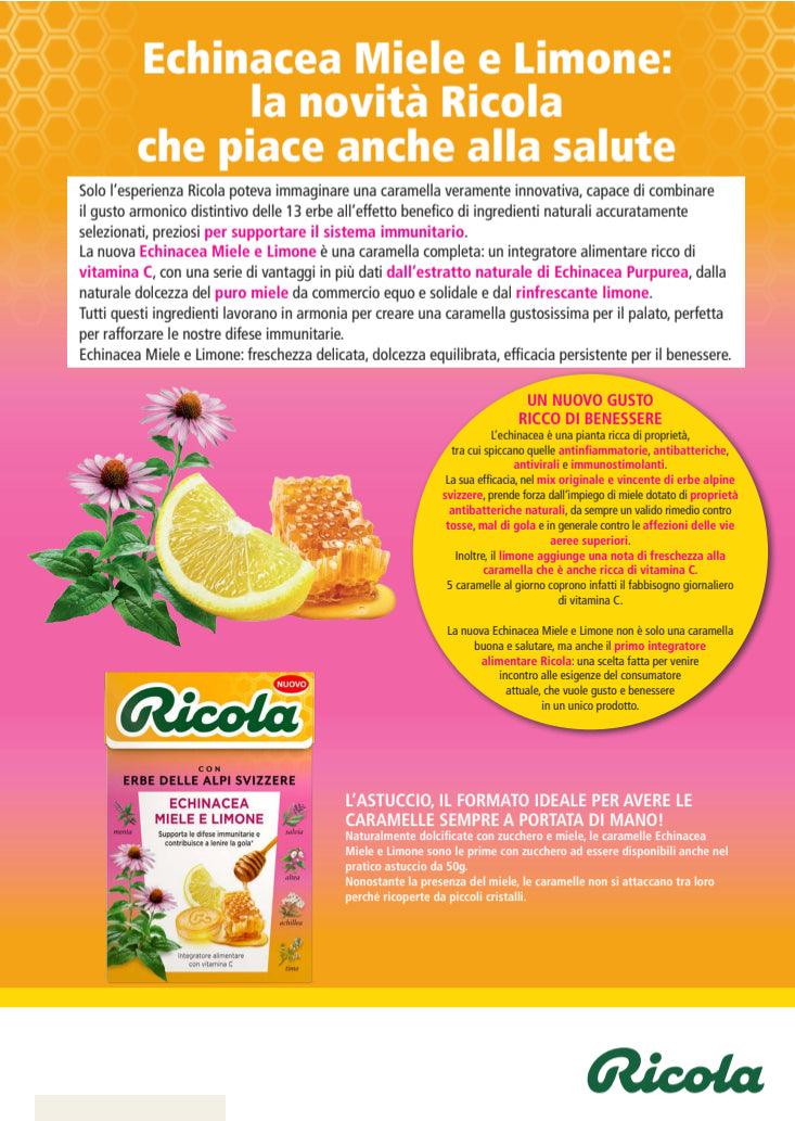 RICOLA MIELE E LIMONE ECHIMACEA GRAMMI 50 X20 PEZZI 06/26