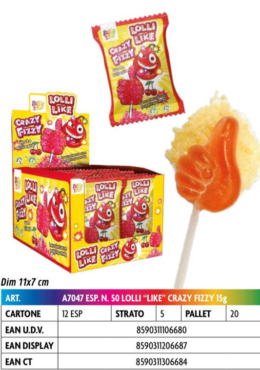 LECCA LECCA LOLLI "LIKE" CRAZY FIZZY 15 GRAMMI X 50 PEZZI 06/26