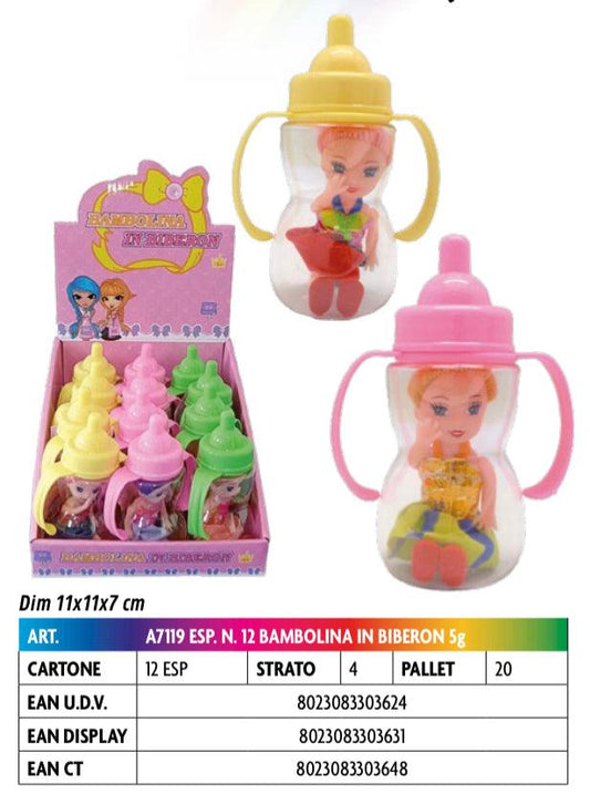 BAMBOLINA IN BIBERON CON CARAMELLE GRAMMI 5 X 12 PEZZI