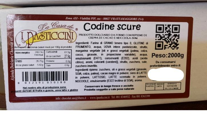 PASTICCINI CODINE AL CIOCCOLATO KG 2 SCAD 03/03/2026