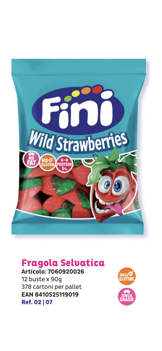 FINI CARAMELLE GOMMOSE FRAGOLA GRAMMI 90 X 12 PEZZI SENZA GLUTINE
