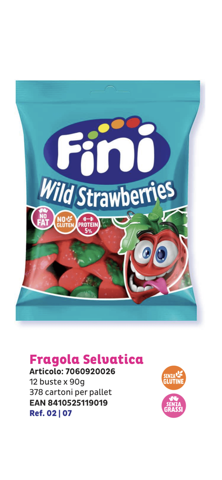 FINI CARAMELLE GOMMOSE FRAGOLA GRAMMI 90 X 12 PEZZI SENZA GLUTINE