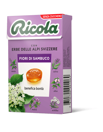 RICOLA ASTUCCIO SENZA ZUCCHERO E SENZA GLUTINE 20 PEZZI FIORI DI SAMBUCO 12/27