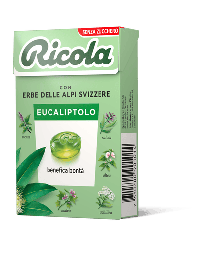 RICOLA ASTUCCIO SENZA ZUCCHERO E SENZA GLUTINE 20 PEZZI EUCALIPTOLO 12/27