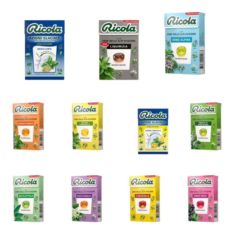 RICOLA ASSORTITE 20 PEZZI VARI GUSTI SENZA GLUTINE SENZA ZUCCHERO