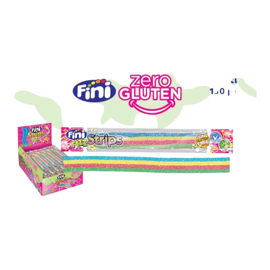 FINI STRIPS CARAMELLE FRIZZANTI FRUTTA X 150 PEZZI SENZA GLUTINE SCAD.10/26