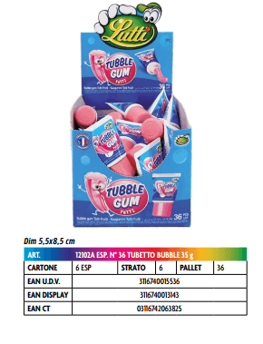 TUBETTO BUBBLEGUM GRAMMI 35 X 36 PEZZI