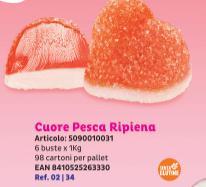 CARAMELLE CUORE PESCA RIPIENO KG 1 FINI SENA GLUTINE SCAD.30/04/2026