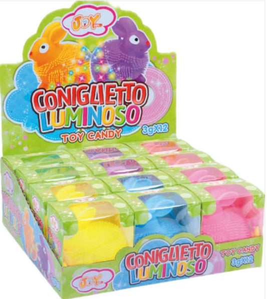 CONIGLIETTO LUMINOSO CON CARAMELLINE X 12 PEZZI JOY GUM
