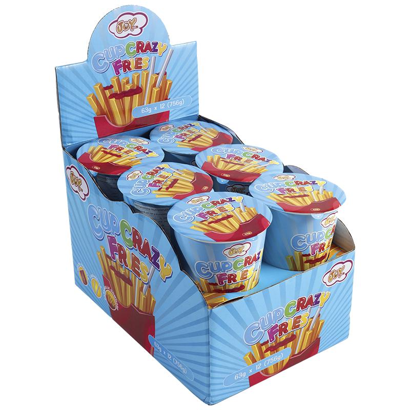 CUP CRAZY FRIES CARAMELLE GRAMMI 63X 12 PEZZI JOY GUM