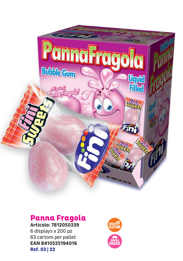 FINI GOMME PANNA E FRAGOLA X200 PEZZI