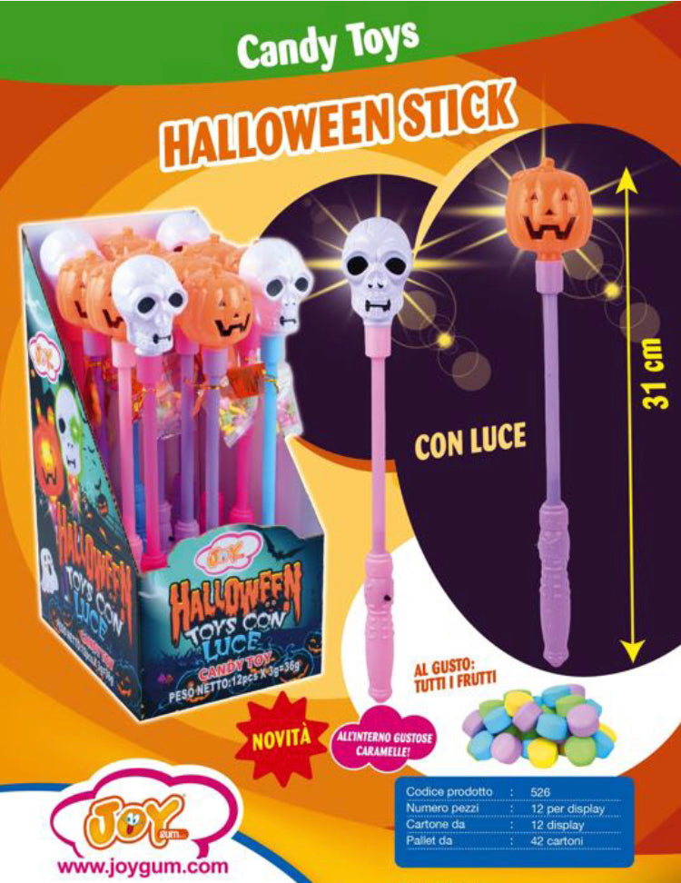 HALLOWEEN STICK CON LUCE X 12 PEZZI JOY GUM