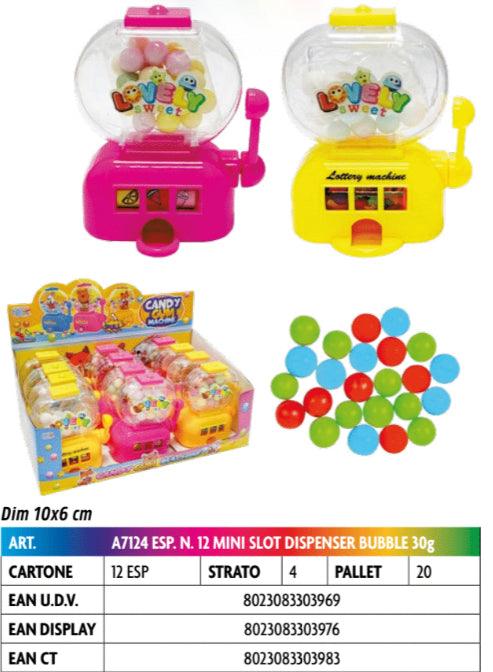 MINI SLOT DISPENSER  GOMME DA MASTICARE 30 GRAMMI X 12 PEZZI