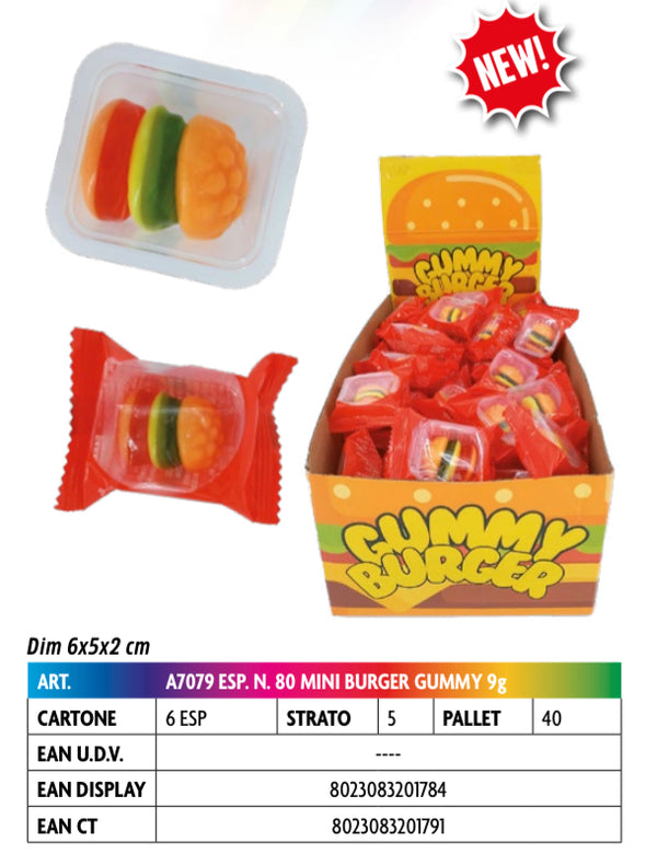 MINI BURGER GUMMY 9 GRAMMI X 80 PEZZI