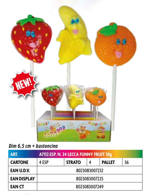 LECCA LECCA FUNNY FRUIT 30 GRAMMI X24 PEZZI