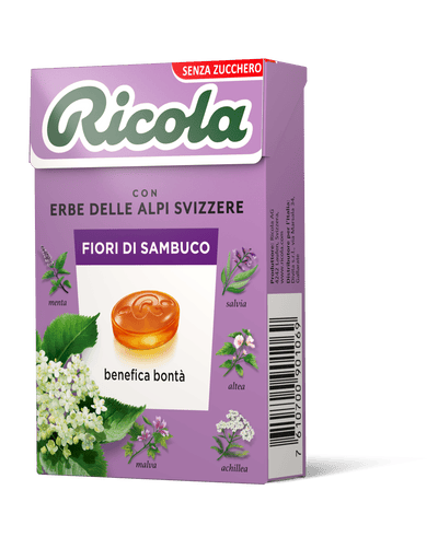 RICOLA ASTUCCIO SENZA ZUCCHERO E SENZA GLUTINE 20 PEZZI FIORI DI SAMBUCO 12/25