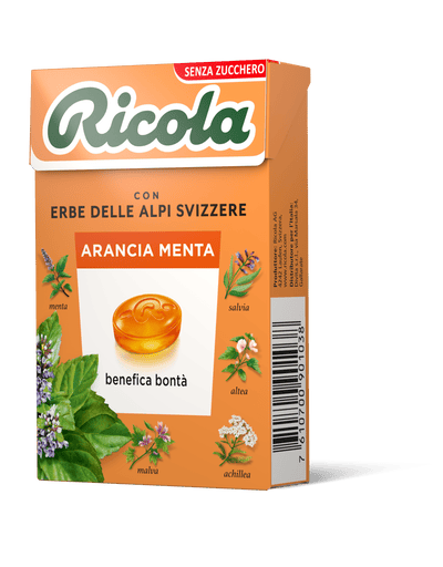 RICOLA ARANCIA E MENTA IN ASTUCCIO SENZA GLUTINE 3 PEZZI 12/25