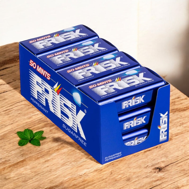 FRISK CARAMELLE 50 CONF.SENZA ZUCCHERO PEPPERMINT LATTA X12 PEZZI