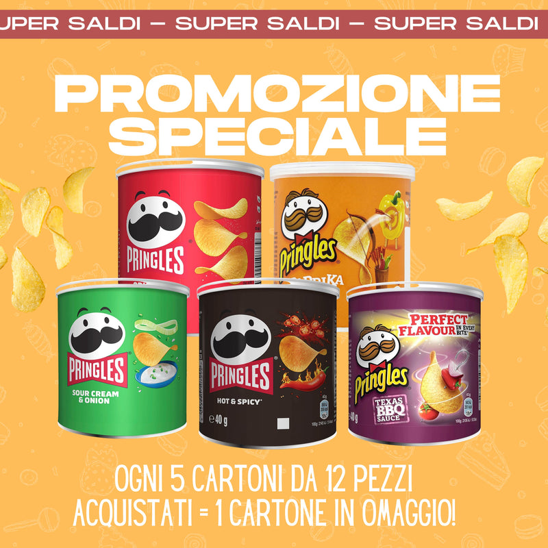 PRINGLES PROMO GRAMMI 5 CARTONI GRAMMI 40X12 PEZZI + 1X12 PEZZI OMAGGIO SCADENZA 04/25