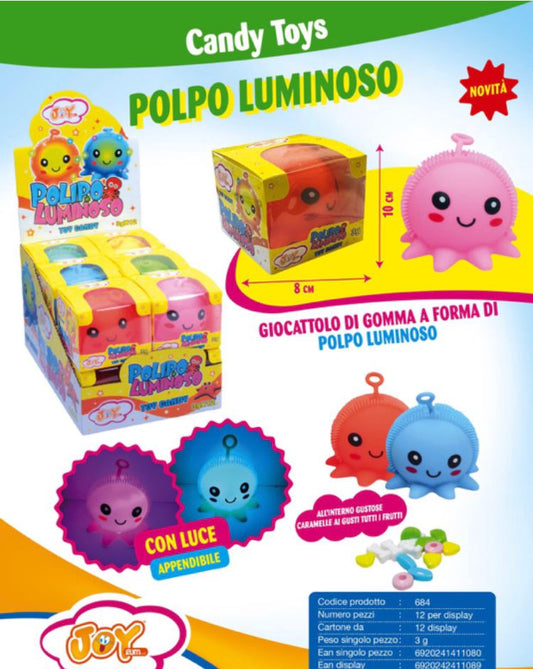 POLPO LUMINOSO CON CARAMELLE X 12 PEZZI JOYGUM