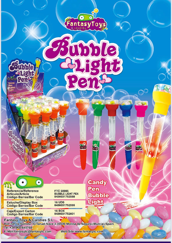 BOLLE DI SAPONE PENNA CON LUCE FANTASY TOYS  X16 PEZZI SENZA GLUTINE SCAD. 01/26