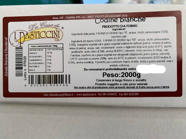 CODINE AL CIOCCOLATO BIANCO KG 2 PASTICCINI SCADENZA 01/04/25