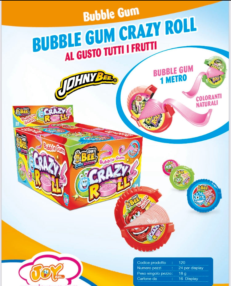 BUBBLE GUM CRAZY ROLL GR15X24 PEZZI JOHNYBEE