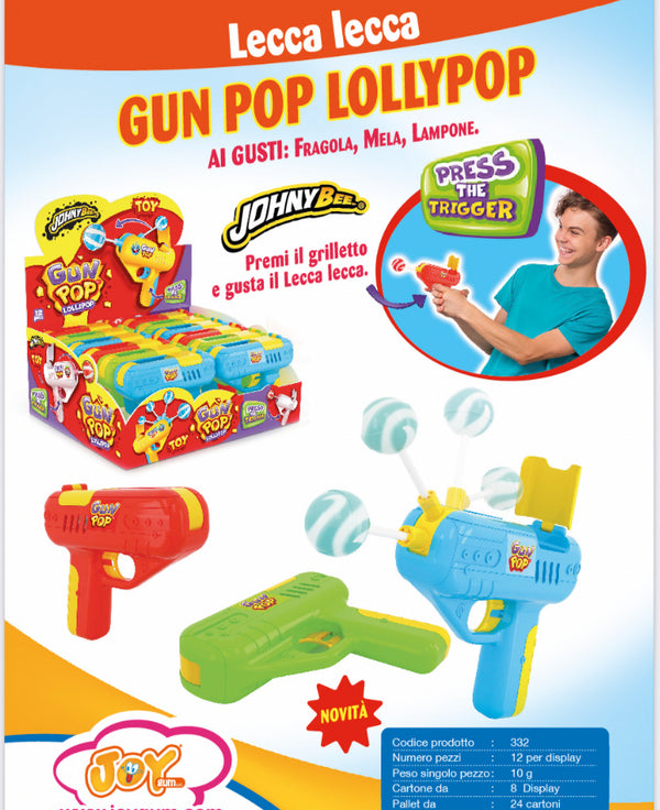 PISTOLA GUN POP LOLLIPOP GR 10X12 JOHNY BEE